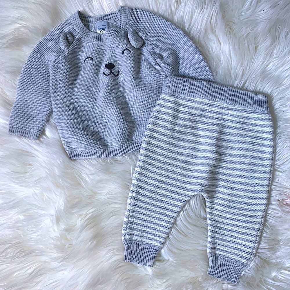 Knitted baby boy two piece set